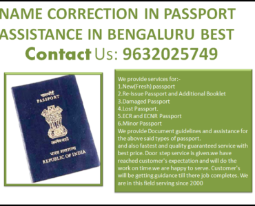 NAME CORRECTION IN PASSPORT ASSISTANCE IN BENGALURU BEST 9632025749