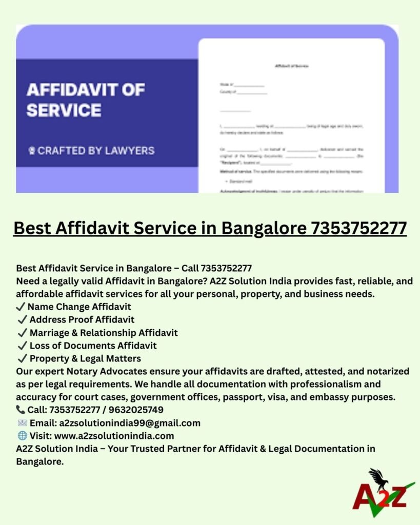 Best Affidavit Service in Bangalore 7353752277