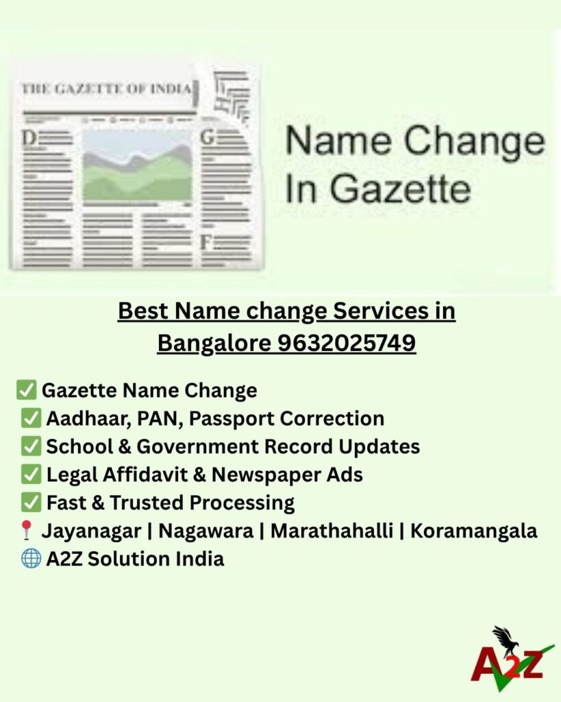 Best Name change Services in Bangalore 9632025749