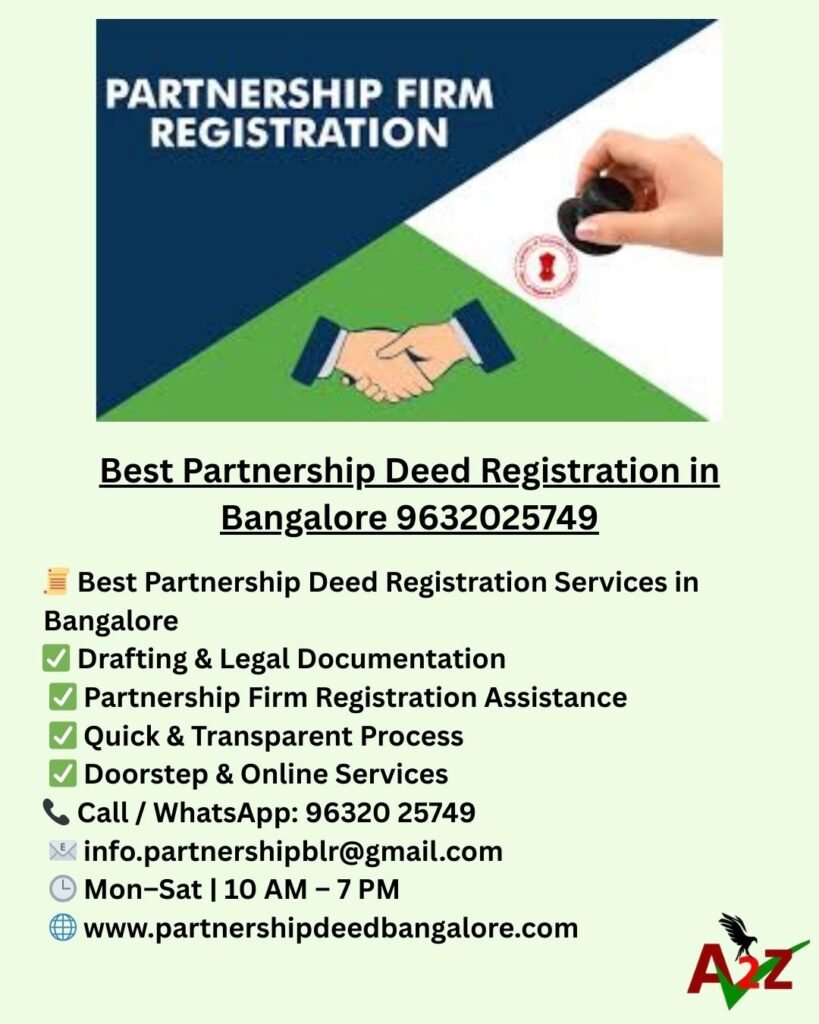 Best Partnership Deed Registration in Bangalore 9632025749