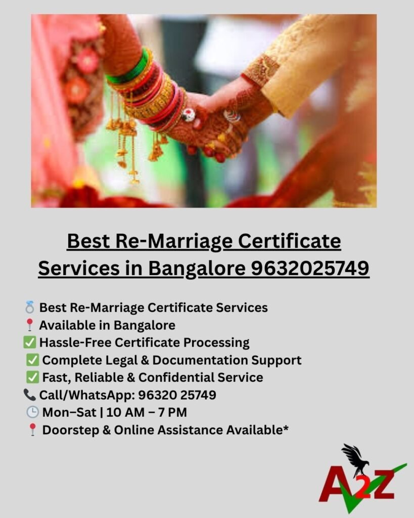 Best Re-Marriage Certificate Services in Bangalore 9632025749